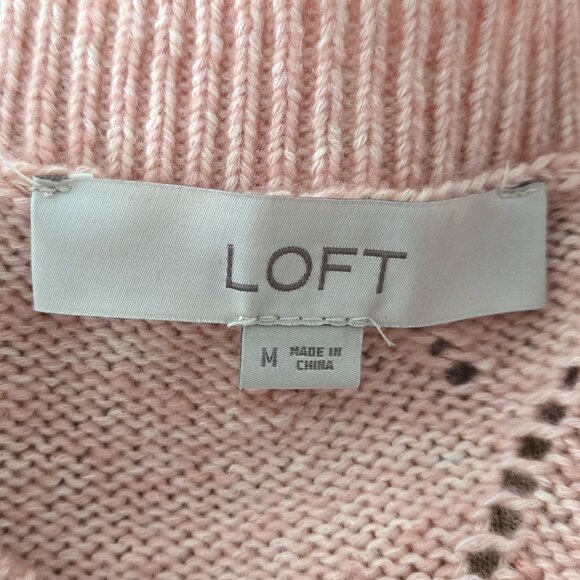 Ann Taylor LOFT Pink Knit Crew Sweater Medium - Picture 4 of 4